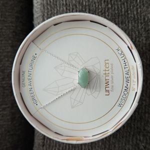 Unwritten Fine Silver Plated Genuine Stone Necklace Green Aventurine